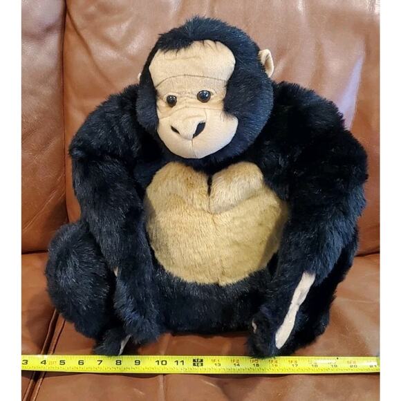 16 In X 15 In Large Black Brown Gorilla Ape Monkey Stuffed Animal Plush Goffa - Picture 8 of 11